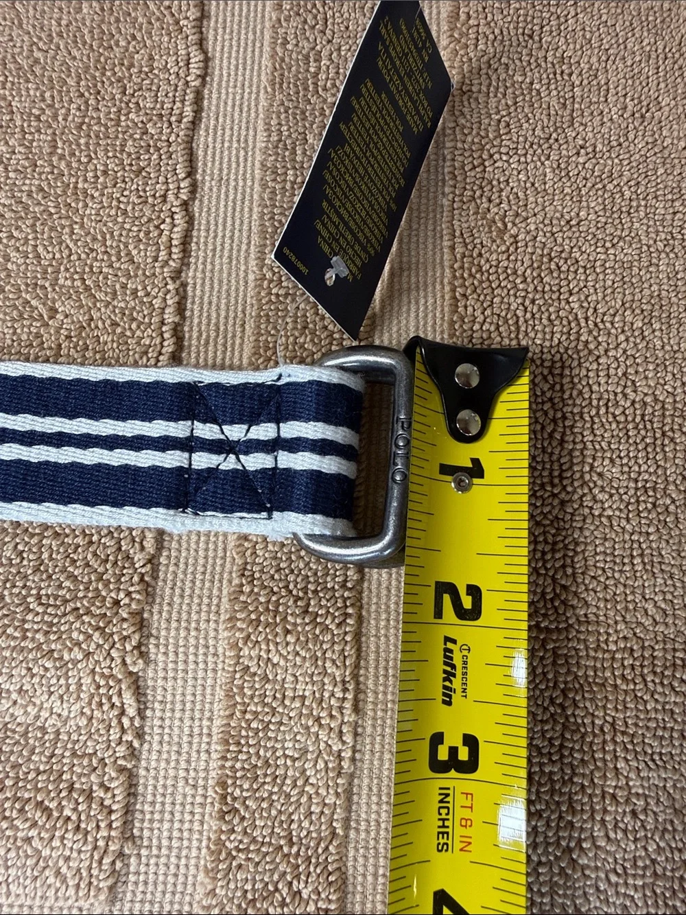 Polo Ralph Lauren Kids Navy White Striped Canvas Web D-Ring Belt Preppy 8-10